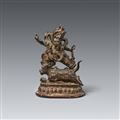 A dark patinated bronze figure of Dharmaraja Yama. 19th century - image-1