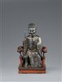 A hollow-cast silver figure of a dignitary on a wooden chair. Shanghai. Around 1900 - image-1