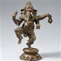A South Indian bronze figure of a dancing Ganesha. 19th century - image-1