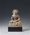 A grey sandstone Gandhara figure of a Buddha. Afganisthan/Pakistan. Probably 2nd century - image-1