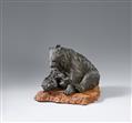 A bronze okimono of a bear and a wolf. Late 19th century - image-1