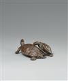 A small bronze okimono of two tortoises. 19th century - image-2