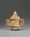 A round ivory shrine with Kannon Bosatsu inside. Meiji period - image-3