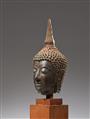 A Sukhothai bronze head of a Buddha. Thailand. 14th/15th century - image-2