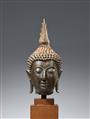 A Sukhothai bronze head of a Buddha. Thailand. 14th/15th century - image-1