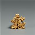 An ivory netsuke of a cook with an octopus tentacle. Mid-19th century - image-2