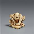 An ivory netsuke of a cook with an octopus tentacle. Mid-19th century - image-1
