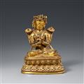 A Tibetan fire-gilt bronze figure of Vajradhara. 15th century - image-1