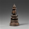 A Tibetan black patinated bronze kadampa-stupa - image-2