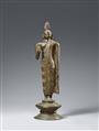A Singhalese heavy copper alloy figure of Buddha Shakyamuni. Late Kandya period (1480-1815) - image-1