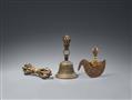 A vajra, a ghanta and an iron and brass kartika. Various metals. Tibet - image-1