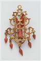 A Sicilian gold, enamel, pearl and carved coral devotional pendant. - image-2