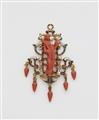 A Sicilian gold, enamel, pearl and carved coral devotional pendant. - image-1