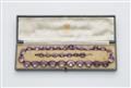 A Victorian silver and amethyst necklace with extension with formed chagrin etui of Wartski, London. - image-1