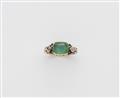 A George III 14k gold diamond and emerald ring. - image-1