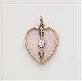 A Russian 14k gold, enamel and diamond heart pendant. - image-1