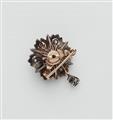 A silver 14k red gold diamond rosette brooch. - image-2