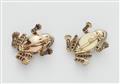 A pair of14k white gold, silver and diamond frog brooches. - image-2