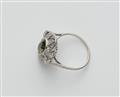 An 18k white gold diamond and green tourmaline Art Déco ring. - image-3