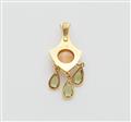 A German 14k yellow gold pendant with fire opal and olivines. - image-2