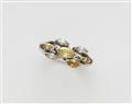 A custom made German 18k white gold ring with white and yellow diamonds. - image-1
