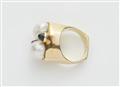 A German 14k gold baroque pearl and tourmaline ring. - image-2