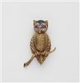 A German 18k gold, enamel and ruby owl clip brooch. - image-1