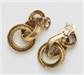 A pair of French structured 18kt gold hoop earrings. - image-2