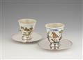 A pair of Genoan silver-mounted majolica trembleuse cups - image-1