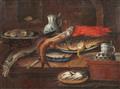 Hendrick Andriessen, zugeschrieben - Stillleben mit Fischen, Meeresfrüchten, Tonkrügen und einer Schale mit weißen Rüben - image-2