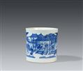 A large blue and white brushpot. Kangxi period (1662-1722) - image-1