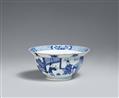 A blue and white 'klapmutsen' bowl. Kangxi mark and of the period (1662-1722) - image-1