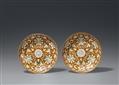 A pair of brown-ground lotus dishes. Republic (1912-1949) - image-1