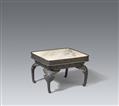 A bronze and marble stand in form of a small Chinese table. First half 20th century - image-1