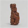 A light boxwood netsuke of two karako. Second half 19th century - image-3