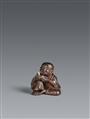 A Miwa-style wood netsuke of a chajin. First half 19th century - image-1