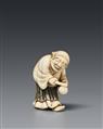 Netsuke eines Mannes in ausgelassener Stimmung. Elfenbein. 1. Hälfte 19. Jh. - image-1