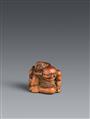 Netsuke eines alten Mannes und Affe. Buchsbaum. 19. Jh. - image-1