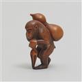 A boxwood netsuke of a monkey with a large gourd. Late 19th century - image-3