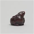 A wood netsuke of a chubby hare. 19th century - image-5