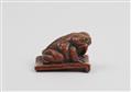 A boxwood netsuke of a toad on a roof tile. 19th century - image-6