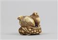 An ivory netsuke of two quails on millet. Early 19th century - image-4