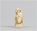 An Osaka ivory netsuke of a Fushimi ningyo in shape of Hotei. Mid-19th century - image-4