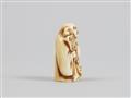 An Osaka ivory netsuke of a Fushimi ningyo in shape of Hotei. Mid-19th century - image-6