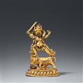 A Sino-tibetan gilt bronze figure of Yama Dharmaraja. 18th/19th century - image-1