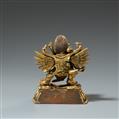 A Tibetan fire-gilt bronze figure of Hayagriva in yab-yum. 19th century - image-2