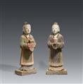 Two young adorants. Stucco (clay and straw), polychromed. Ming dynasty - image-1