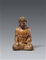 Figur des Buddha Shakyamuni. Holz, Lack und Blattgold. 17. Jh. - image-1