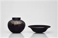 A black glass dish and a vase
Vetreria Alfredo Barbini, Murano, 1960s/1970s. - image-1