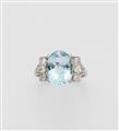 A platinum aquamarine and diamond Art Déco ring. - image-1